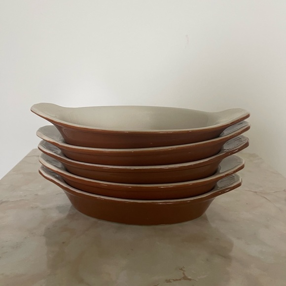 Set Of 5 Vintage Bel-Terr 9527 souffle/au-gratin dish Brown - Picture 1 of 3
